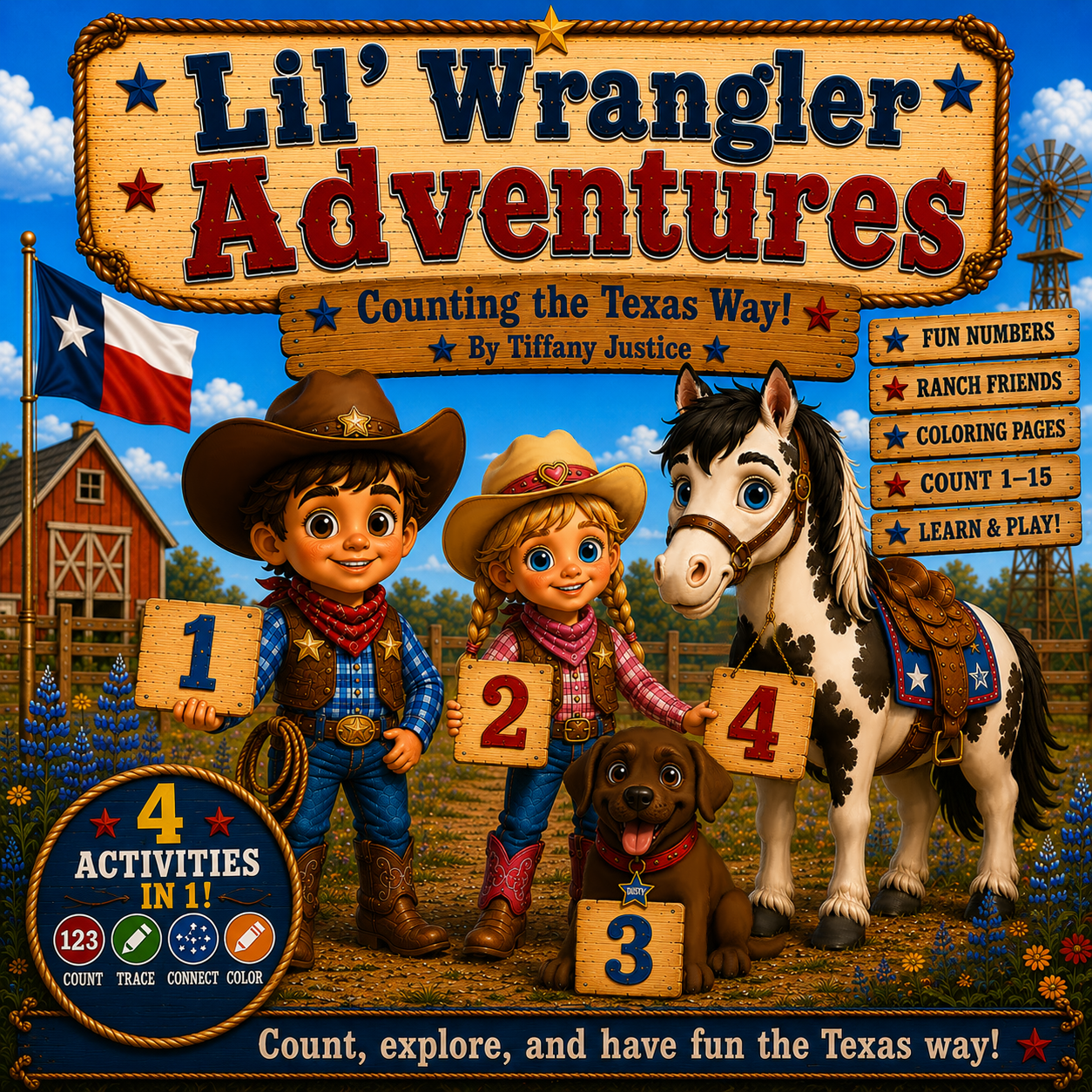 Lil' Wrangler Adventures: 3-Book Bundle | Texas ABC, Counting & Activity Books for Kids
