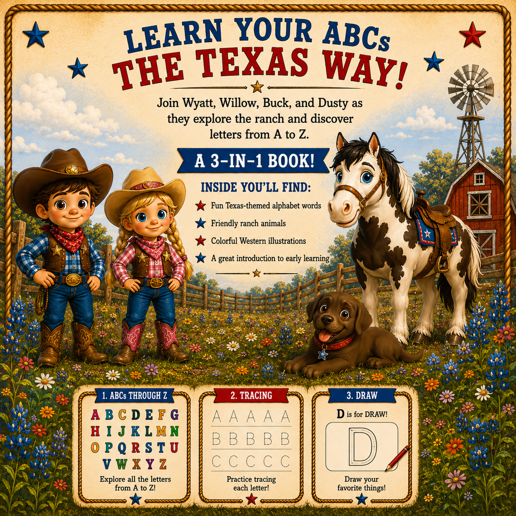 Lil' Wrangler Adventures: 3-Book Bundle | Texas ABC, Counting & Activity Books for Kids