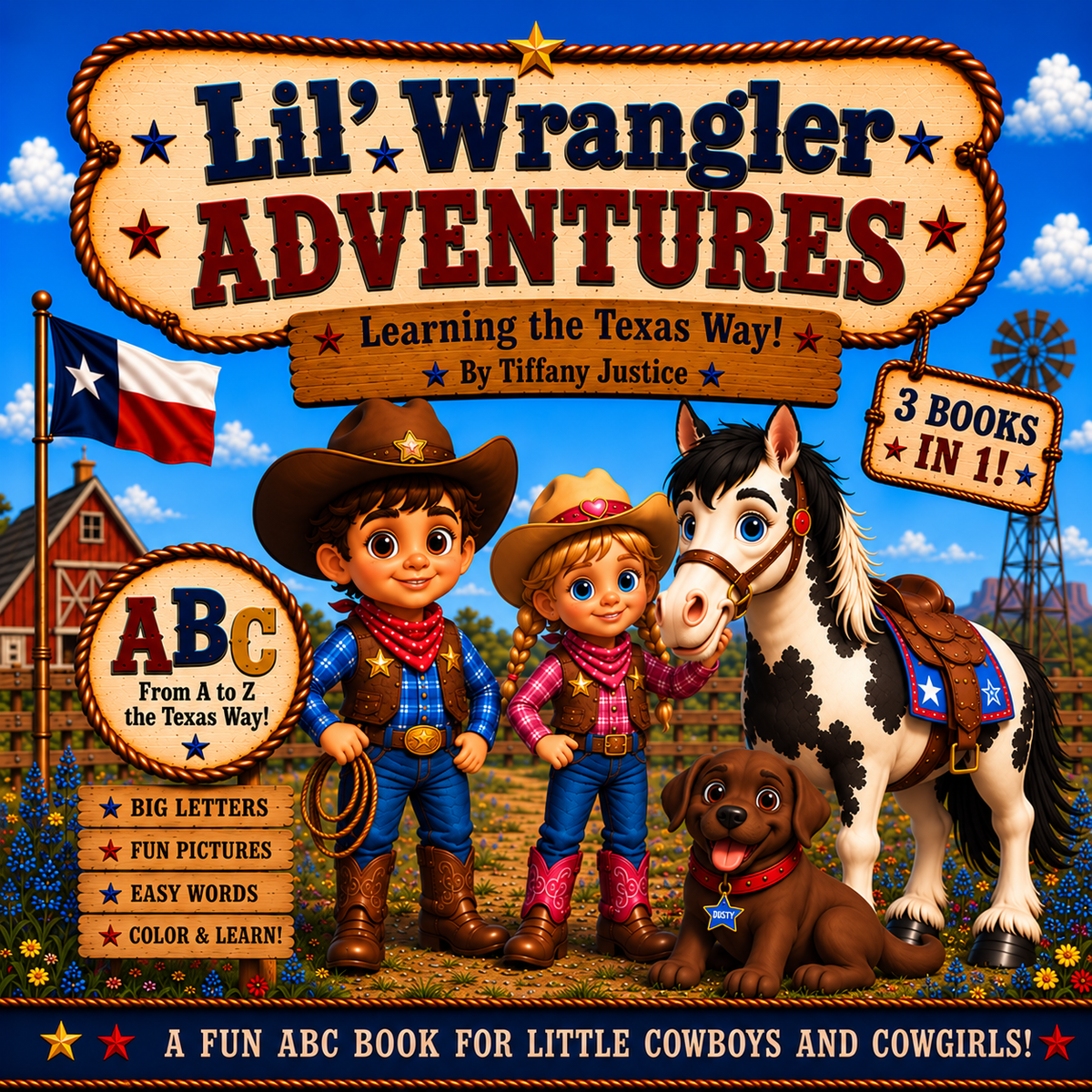 Lil' Wrangler Adventures: Learning the Texas Way! A 3-1 ABC, Tracing and Coloring Book for Little Cowboys and Cowgirls