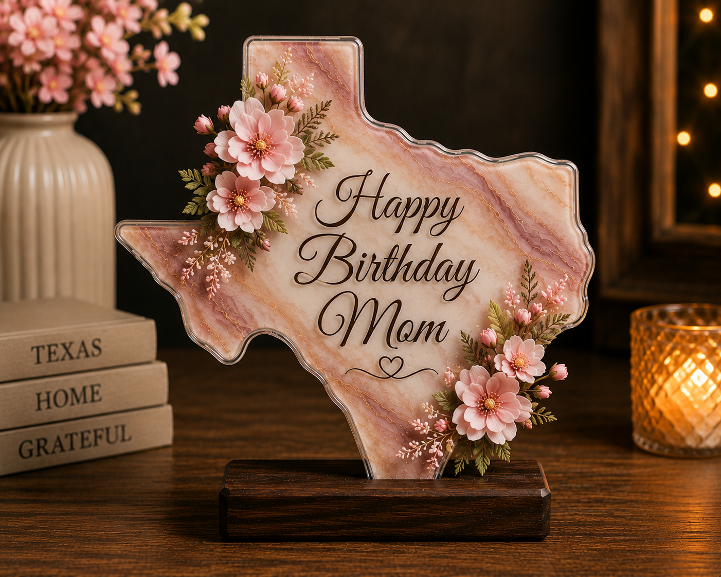 Blush Blossom Texas I Resin Decor