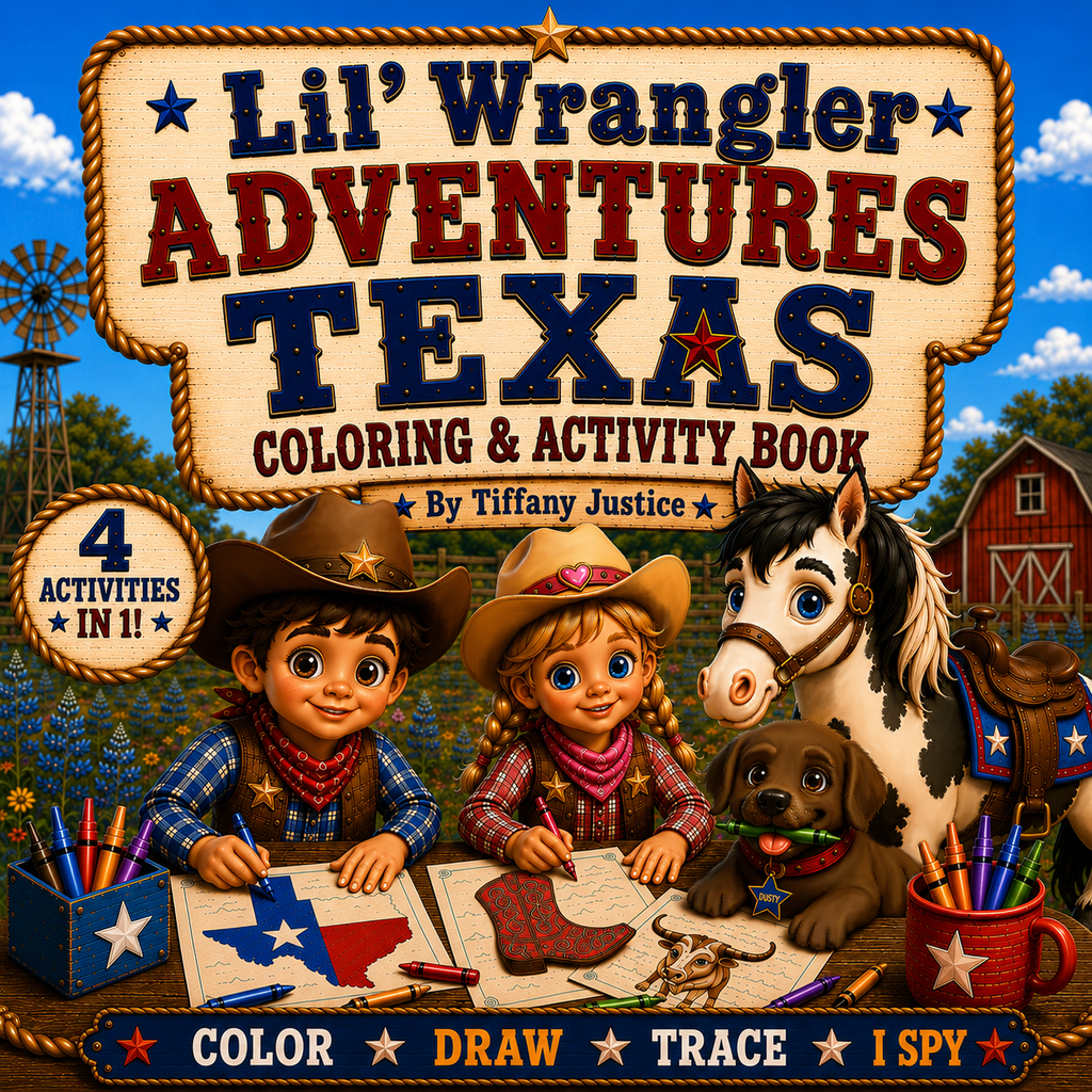 Lil' Wrangler Adventures: Texas Coloring and Activity Book! A 4-in-1 Maze, I Spy, Matching & Coloring Activity Book