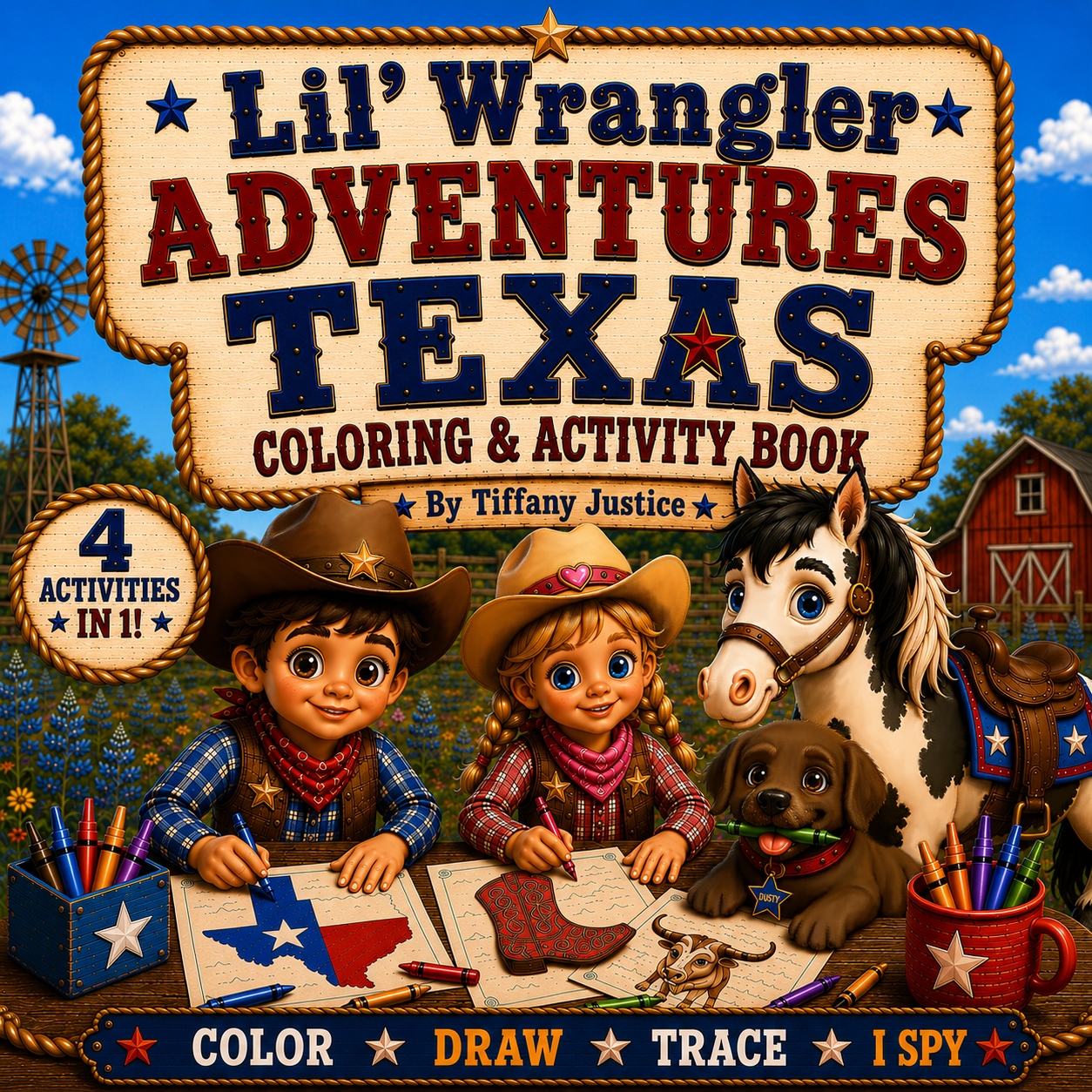 Lil' Wrangler Adventures: Texas Coloring and Activity Book! A 4-in-1 Maze, I Spy, Matching & Coloring Activity Book