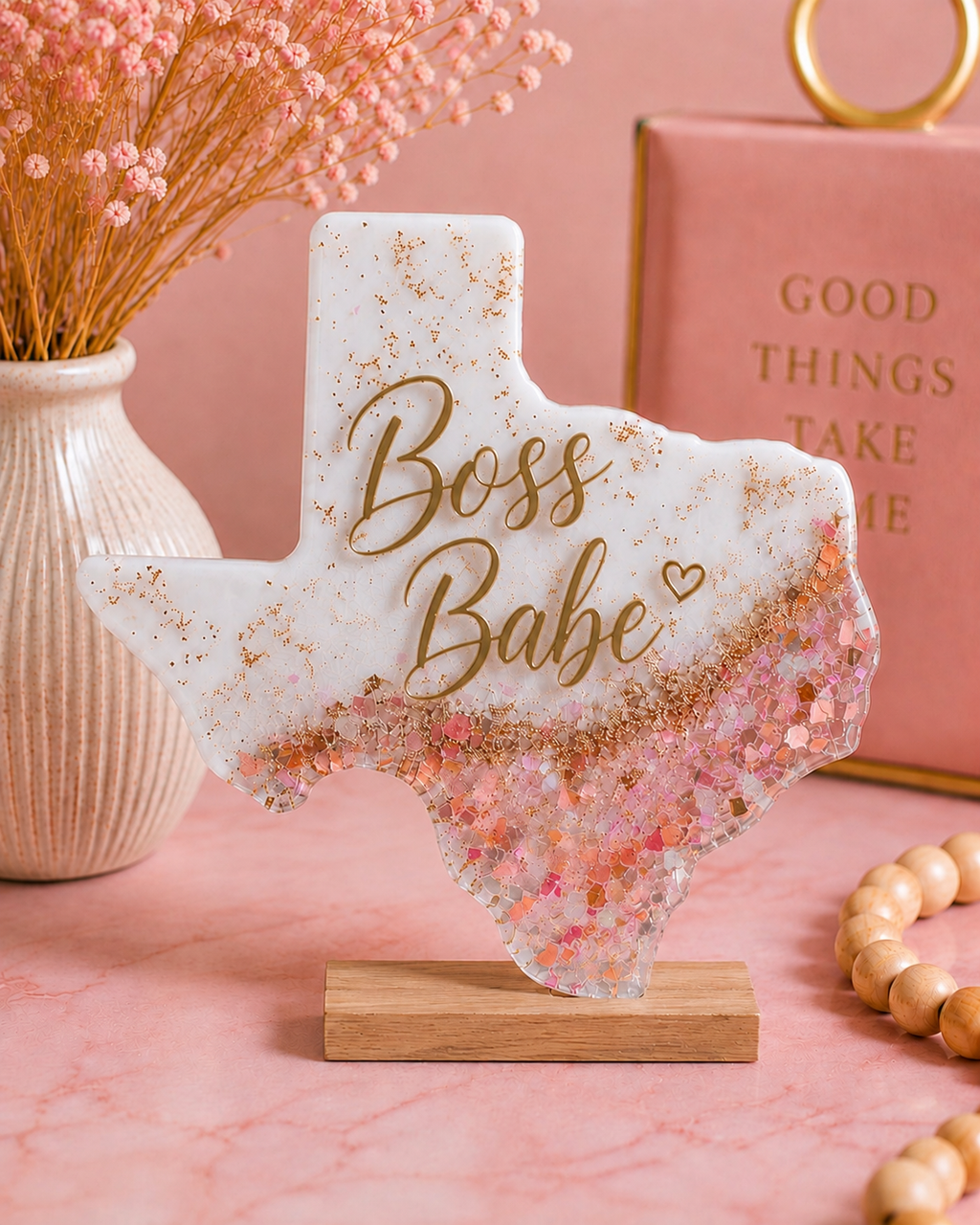 Gilded Rose Texas I Resin Decor