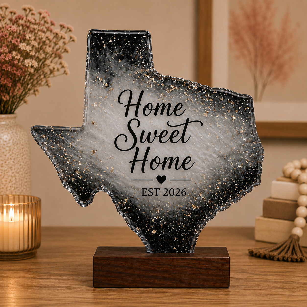 Midnight Onyx Texas I Resin Decor